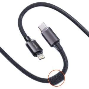 Porodo USB-C To Lightning Braided Cable - Black