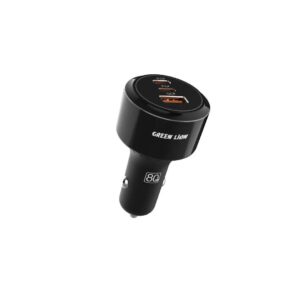 Green Lion Roadex Triple Port Car Charger 80W C to L 1m Cable - Black