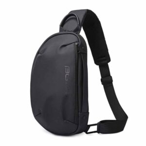 Bange Men Epithelium Coating Waterproof Crossbody Chest Bag with USB Port, Size: 34 x 19 x 6cm - Black