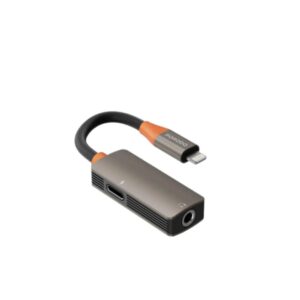 Porodo AudioLink Duo Lightning + 3.5MM Jack Audio And Charge Splitter - Black Orange