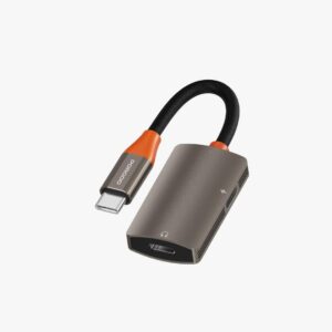 Porodo AudioLink Duo USB-C Interface Audio And Charge Splitter - Black Orange