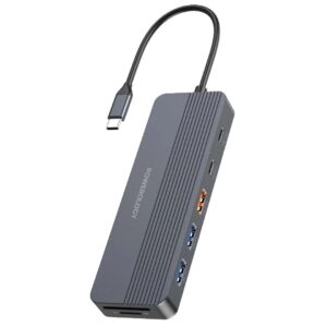 Powerology PD 100W 12-in-1 USB-C Hub with 3.2 10GBPS - Gray