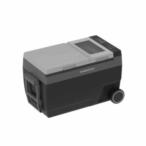 Powerology 90W Portable Car Refrigerator with Ice Maker and Wheels - Black