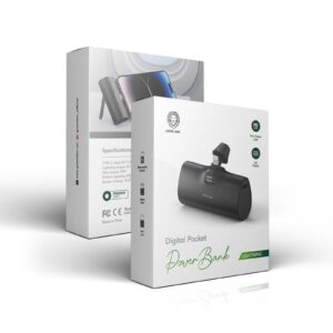 Green Lion Digital Pocket Power Bank 5000mAh PD 20W with Lightning Connector - Black