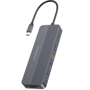 Powerology PD 100W 12-in-1 USB-C Hub with 3.2 10GBPS - Gray