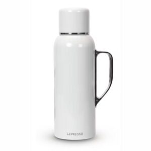 LePresso ThermoSense Stainless Steel Insulated Bottle with Temperature Gauge- White