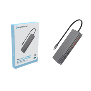 Powerology 13in1 USB-C Hub 4K HDMI Type-C 100W PD Ethernet USB SD MicroSD 3.5AUX - Dark
