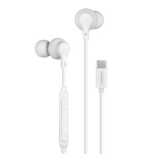 Powerology Type C In-Ear Stereo Earphones with 3- Button Volume Control Mic - White