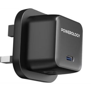Powerology 45W Single Port Type C UK GaN Adapter - Black/Grey