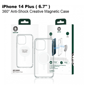 Green 360° Anti-Shock Creative Magnetic Case for iPhone 14 Plus ( 6.7" ) - Clear