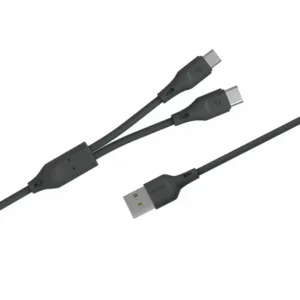 Porodo PVC 2 in 1 Cable ( Type-C / Micro USB ) 2.4A 1.2M - Black