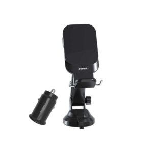 Porodo 3 in 1 Magsafe Car Mount with QC3.0 Car Charger - Black