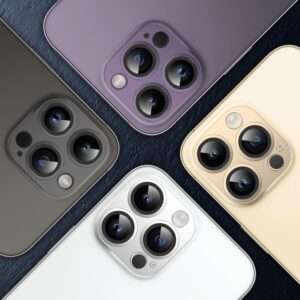 Green Camera Lens Pro Aluminum Protector for iPhone 14 Pro / 14 Pro Max - Silver