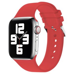 Green Silicone Band with Buckle Watch Strap for Apple Watch 42/44/45MM - Bright Red
