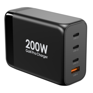 Powerology 200W GaN Smart Terminal (3 PD Port + 1 Q.C Port) - Black