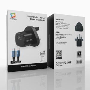 MASTER PD 20W MINI CHARGER WITH CBALE 27W C to L - Black