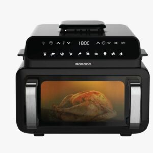 PORODO Flexi Cook Pro 2100W 3 IN 1 AIR FRYER WITH DUAL HEATING +DELAY TIMER -BLACK
