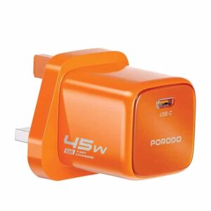 Porodo Tezorenzza 45w Type-C Port Adaptor Uk Plug - Orange