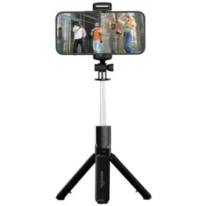 SSTBK}Porodo Blue Selfie Sick with  Tripod Black