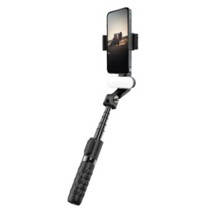 Porodo QuadBase Gimbal Stabilizer Selfie Stick Tripod with Fill Light & Detachable