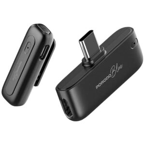 Porodo Blue ClipMic Pro Microphone X2 without Charging  Case Type-c - Black