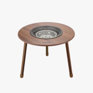 Porodo Tripod-Base Round Camping Table with Grill - Brown