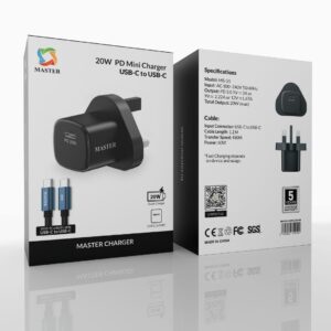MASTER PD 20W MINI CHARGER WITH CBALE 60W C to C - Black