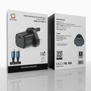 MASTER SUPER FAST CHARGE 35W With cable 60W C to C- Black