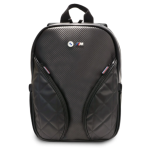 BMW PU Leather & Carbon M Collection 15" Backpack With Metal Logos - Black