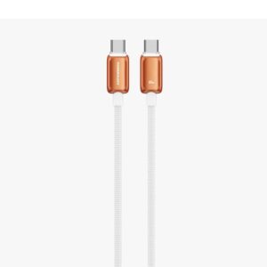 Powerology "Zinco" 1M C to C 60W Charging Data Cable 3A Zinc Alloy - White + Orange