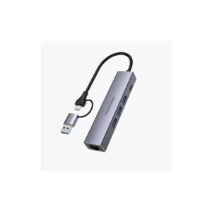 Porodo  5-1 Hub with Interchangable Heads PD100w 1000M RJ45 - Grey