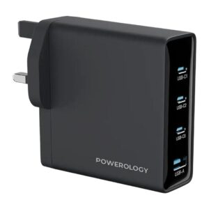 Powerology Volt-X 200W GaN Fast Charger -3*USB-C + 1*USB-A - Black