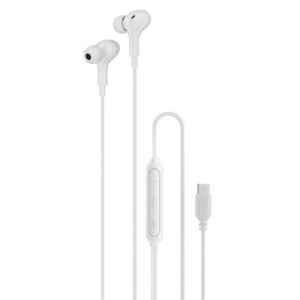 Porodo Type-C 3 Button Wired Earphone - White