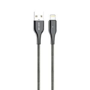 Green Lion Metal Spring Hose Cable USB-A To Lightning 12W 1M Cable - Silver