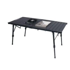 Porodo Lifestyle Portable Folding Camping Table with Stove and Mesh - Brown/Black