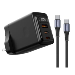 Porodo GaN 100W Multi-Port Wall Charger Real-Time Power Display - Black