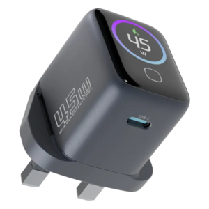Powerology VoltFlow 45WType-C Adaptor with TFT Screen - Grey