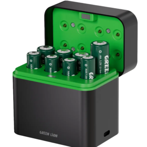 Green Lion RECHARGEABLE 4*AA + 4*AAA Battery Dock USB-C - Black