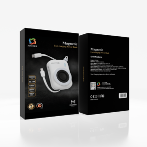 Master Power Bank 10000mAh Magsafe PD 22.5W Fast Charging Electric USB Dual Type-C for Mobile IWatch Portable Wireless Charger - White