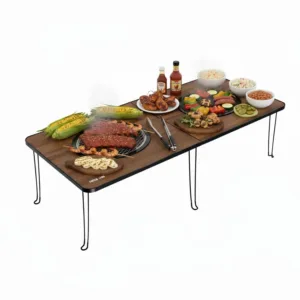 Green Lion Fold Grill Mate Camping BBQ Table - Wood