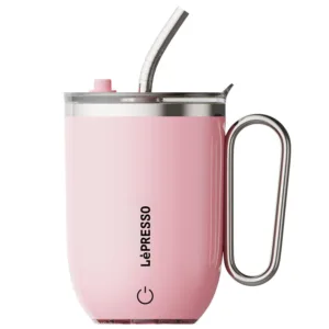LePresso Sip Spin Auto Stirring 420ml Mug - Pink