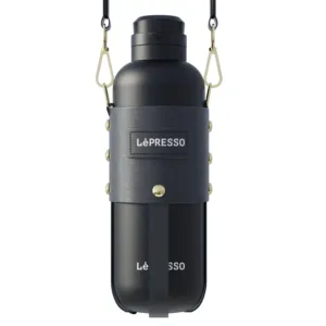 LePresso ThermaTrail 650ml Thermos Bottle with Crossbody Strap - Black