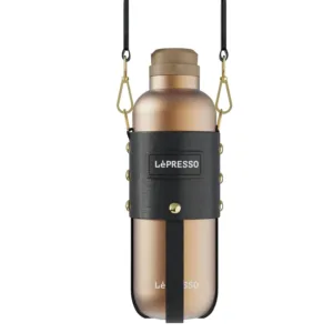 LePresso ThermaTrail 650ml Thermos Bottle with Crossbody Strap - Gold