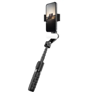 Porodo QuadBase Gimbal Stabilizer Selfie Stick Tripod with Fill Light & Detachable
