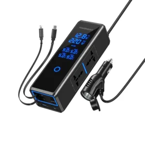 Powerology 300W Car Power Inverter with Retracter Cable - Black