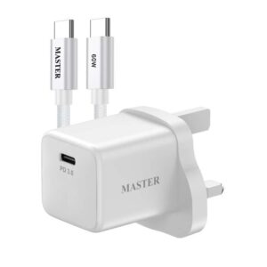 Master 25W Charger With Cable Type C To Type C 60W - White