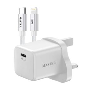 Master 25W CHARGER WITH CABLE TYPE C TO LIGHTNING 27W- White