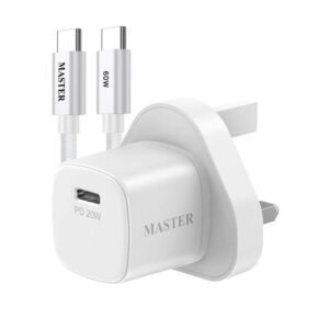 MASTER PD 20W MINI CHARGER WITH CBALE 60W C to C - white