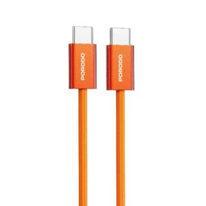 Porodo 60w Cable Braided C to C Metal Housing + Cotton Braided Round- Orange
