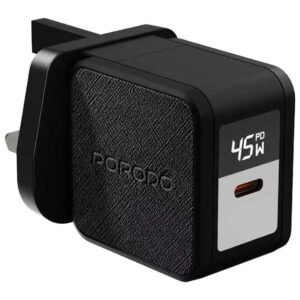 Porodo Quantum 45W C UK GaN Charger with Digital Screen with C - C 60W 3A Braided